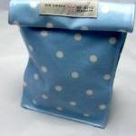 Oilcloth Lunch Bag - White Spots On Powder Blue