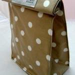 Oilcloth Lunch Bag - Spots - White On Brown