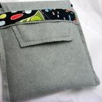 Ipad Cover - Grey Felt With Black Patterned Cotton